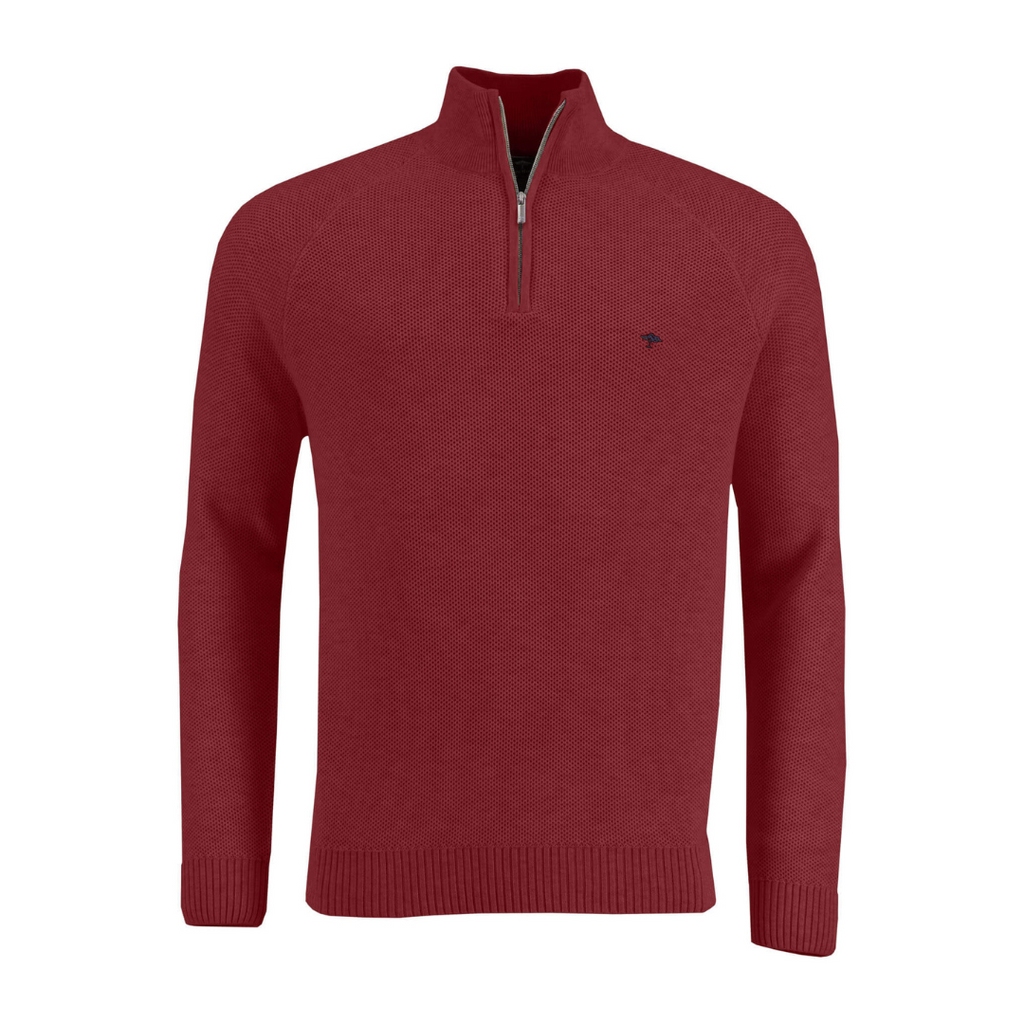 Fynch Hatton 100% Lambswool Quarter Zip Sweater Winter Red