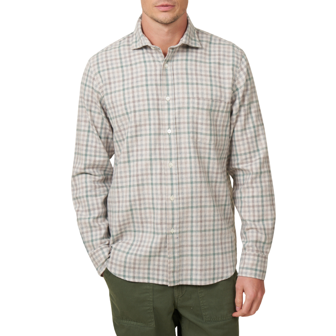 Hartford |  Casual Shirt Paul | Ecru & Jade